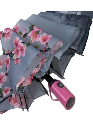 Женский зонт полуавтомат от thebest с эйфелевой башней и сакурой, розовый, 0544-1 топ6 фото
