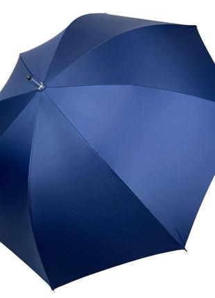 Однотонный зонт-трость, полуавтомат на 8 спиц от фирмы rst, темно-синий, 01113-3 топ