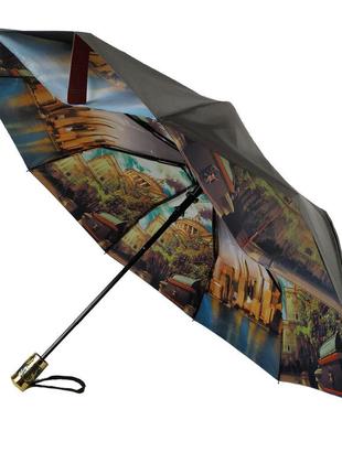 Жіноча парасоля напівавтомат із подвійною тканиною bellissimo, сіра, 018301-24 фото