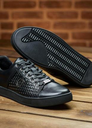 Мужские молодежные кеды черные, классические мужские кожаные кеды деми *м-114-ч/плет ( мв-114)*