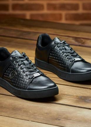 Мужские молодежные кеды черные, классические мужские кожаные кеды деми *м-114-ч/плет ( мв-114)*