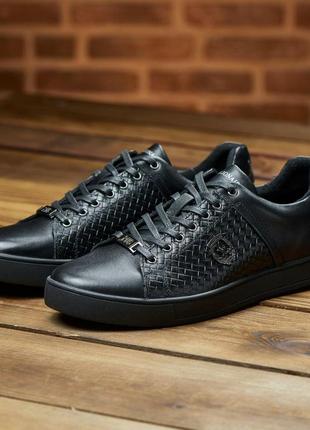 Мужские молодежные кеды черные, классические мужские кожаные кеды деми *м-114-ч/плет ( мв-114)*