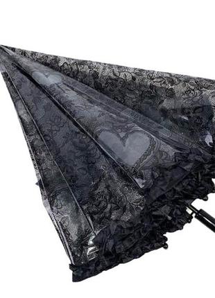 Дитяча прозора парасоля-тростина з ажурним принтом від sl, чорний, 018102-16 фото