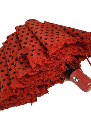 Жіноча парасоля напівавтомат в горошок з рюшею sl, червоний, 033057-15 фото