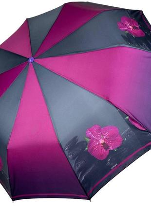 Женский складной зонт полуавтомат на 10 спиц от toprain с принтом "гармония", цвет фуксия топ