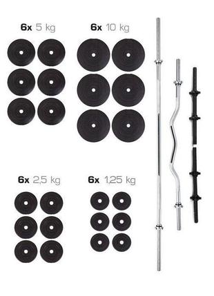 Штанга + гантелі набір 130 кг (гриф прямий 200 см) топ1 фото