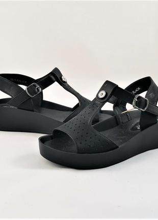 Женские сандалии босоножки на танкетке платформа черные летние (размеры: 36,37,38,39) - 1-1 топ9 фото