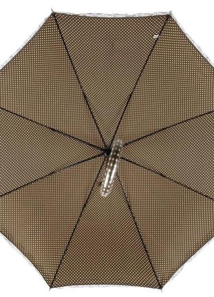 Зонт-трость с рюшами в горошек, полуавтомат на 8 спиц от swifts, коричневый топ3 фото