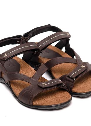 Мужские летние коричневые кожаные сандалии из натуральной кожи step way brown босоножки *с 1072к*5 фото