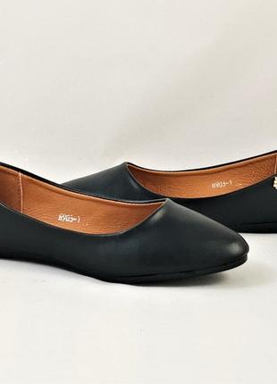 Женские балетки черные мокасины туфли (размеры: 36,37,38,39,40,41) - 03-1 топ6 фото