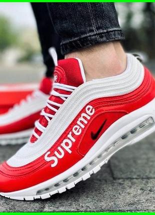 Кроссовки n!ke 97 красные supreme мужские с амортизацией белые найки (размеры: 42,44,45) видео обзор топ