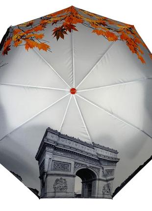 Женский зонт полуавтомат на 9 спиц, антиветер, оранжевый, toprain топ