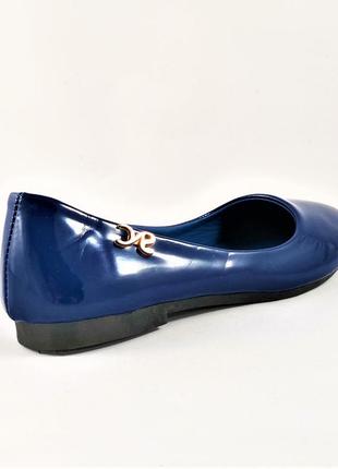 .женские балетки летние синие лаковые мокасины туфли (размеры: 36,38,39) топ2 фото