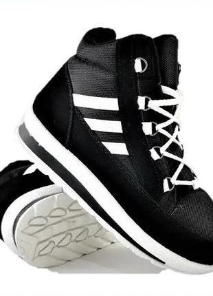 Зимние женские кроссовки на меху адидас черные сникерсы в стиле ad!das (размеры: 36) топ