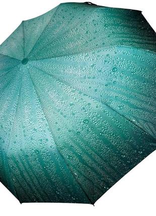 Женский зонт полуавтомат с принтом капель от bellissimo, антиветер, бирюзовый м0627-4 топ