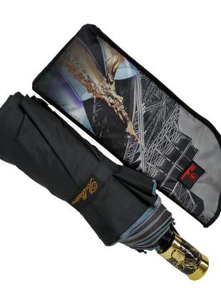 Жіноча парасоля напівавтомат із подвійною тканиною bellissimo, чорна, 018301-17 фото