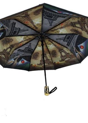 Жіноча парасоля напівавтомат із подвійною тканиною bellissimo, чорна, 018301-14 фото