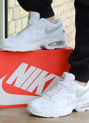 Мужские белые кроссовки n!ke 90 air max 2 кожаные найки для бега весна осень