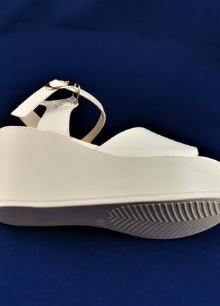 Женские сандалии босоножки на танкетке платформа бежевые летние (размеры: 36,37,38,39,40) - 16 топ4 фото