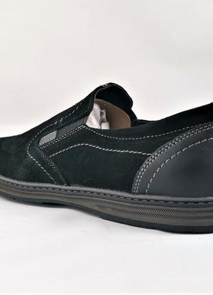 Чоловічі мокасини чорні замшеві туфлі натуральна шкіра (розміри: 40) відео огляд — 62-н6 фото