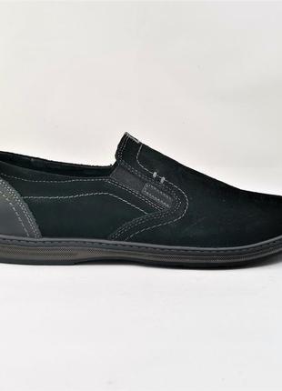 Чоловічі мокасини чорні замшеві туфлі натуральна шкіра (розміри: 40) відео огляд — 62-н4 фото