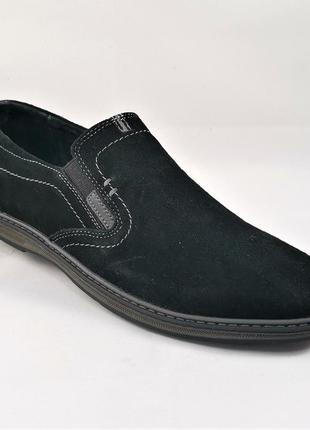 Чоловічі мокасини чорні замшеві туфлі натуральна шкіра (розміри: 40) відео огляд — 62-н3 фото