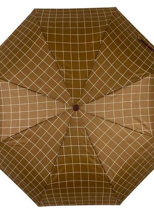 Женский зонт полуавтомат toprain на 8 спиц в клетку, светло-коричневый, 02023-3 топ2 фото