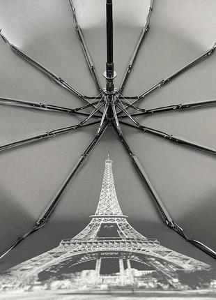 Жіноча парасолька напівавтомат на 10 спиць антивітер з принтом міст всередині від bellissimo, пудровий, м 0628-57 фото