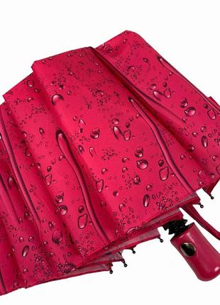 Складной женский зонт полуавтомат "капли дождя" от sl, розовый, 497sl-4 топ5 фото