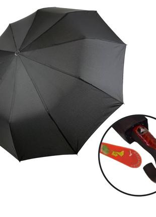 Мужской зонт полуавтомат с ручкой крюк от bellissimo, черный, 0453bl-1 топ