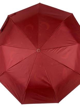 Жіноча парасоля напівавтомат з подвійною тканиною bellissimo, бордовий, 018301s-23 фото