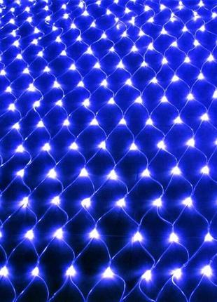 Светодиодная гирлянда сетка 1.2х1.6 метра led 120 синяя силиконовая неон топ2 фото