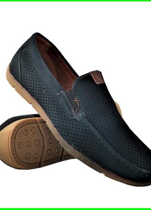 Чоловічі мокасини літнє кросовки сеточка туфлі чорні (розміри: 41,43) відео огляд - 443-1