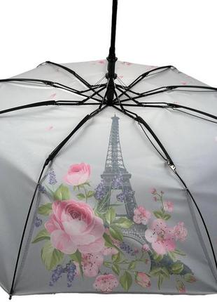 Женский зонт полуавтомат от thebest с эйфелевой башней и сакурой, розовый топ6 фото