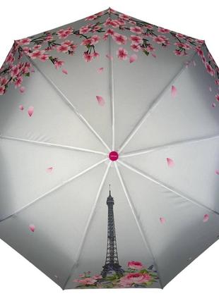 Женский зонт полуавтомат от thebest с эйфелевой башней и сакурой, розовый топ5 фото