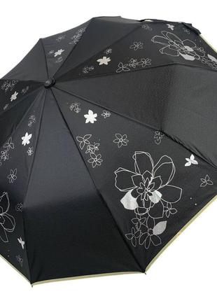 Женский складной механический зонт от toprain, черный, 0097-3 топ