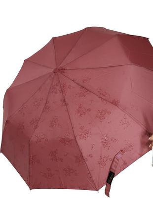 Женский зонт полуавтомат на 10 спиц bellisimo "flower land", проявка, розовый цвет, 0461-9 топ