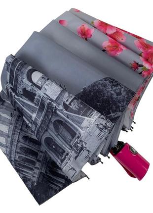 Женский зонт полуавтомат на 9 спиц, антиветер, малиновый, toprain топ