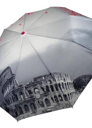 Женский зонт полуавтомат на 9 спиц, антиветер, малиновый, toprain топ