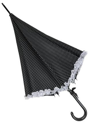 Зонт-трость с рюшами в горошек, полуавтомат на 8 спиц от swifts, черный топ