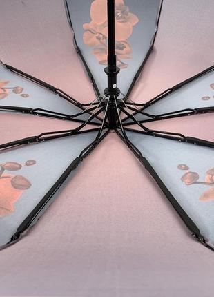 Жіноча складна автоматична парасоля з принтом орхідей від thebest-flagman, бордова, 0510-14 фото
