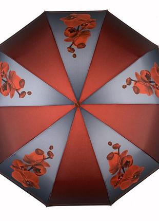 Жіноча складна автоматична парасоля з принтом орхідей від thebest-flagman, бордова, 0510-12 фото