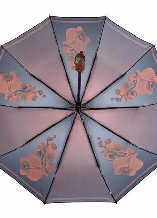 Жіноча складна автоматична парасоля з принтом орхідей від thebest-flagman, бордова, 0510-13 фото