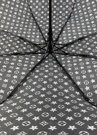 Жіноча парасоля напівавтомат від toprain на 8 спиць з принтом, чорний, 02020-37 фото