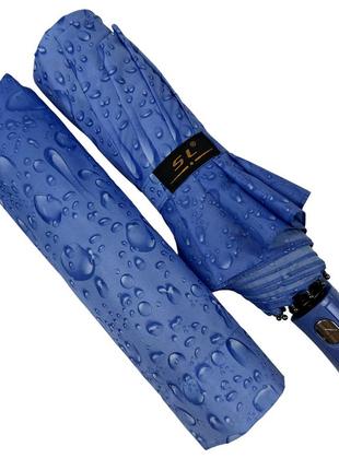 Женский зонт полуавтомат "капли дождя" от s&l на 10 спиц, синий, 01605р-2 топ