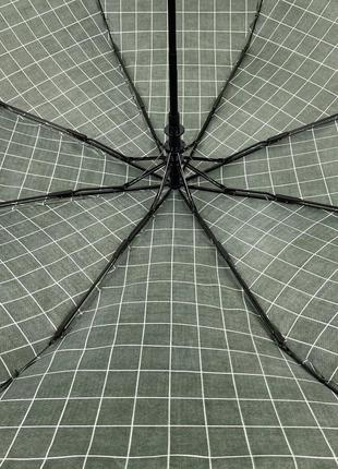 Женский зонт полуавтомат toprain на 8 спиц в клетку, зелёный, 02023-4 топ4 фото