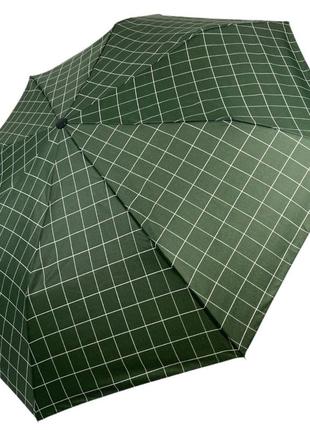Женский зонт полуавтомат toprain на 8 спиц в клетку, зелёный, 02023-4 топ1 фото