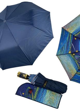 Жіноча парасоля напівавтомат з подвійною тканиною bellissimo, синій, 018301s-4