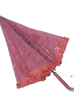 Дитяча прозора парасоля-тростина з ажурним принтом від sl, рожевий, 018102-65 фото