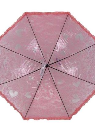 Дитяча прозора парасоля-тростина з ажурним принтом від sl, рожевий, 018102-63 фото